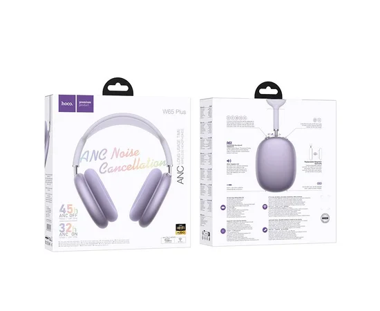 Накладные беспроводные наушники Hoco W65 Plus Happy ANC Purple