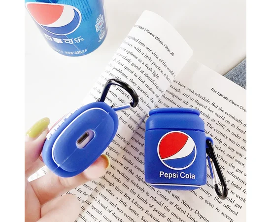 Силиконовый футляр Can для наушников AirPods2 Пепси / Синий