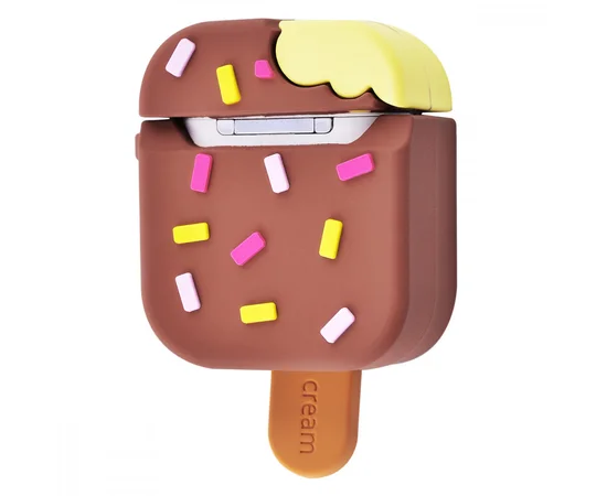 Силиконовый футляр Ice Cream series для наушников AirPods Мороженое на палочке / Коричневый