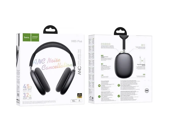Накладные беспроводные наушники Hoco W65 Plus Happy ANC Deep space gray