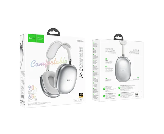 Накладні бездротові навушники Hoco W55 Plus Happiness ANC noise reduction Silver
