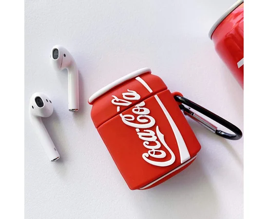 Силиконовый футляр Can для наушников AirPods2 Кока-Кола / Красный