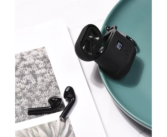 Bluetooth гарнитура HOCO S11 + чёрный силиконовый футляр Черный