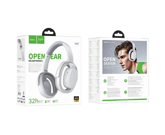 Накладные беспроводные наушники Hoco W67 Rhyme Open Ear Gray