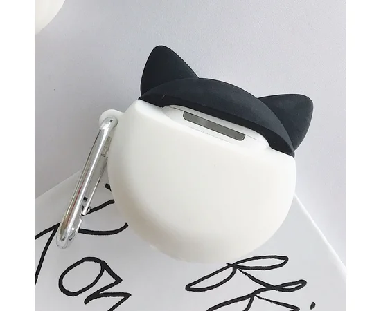 Силиконовый футляр Husky для наушников AirPods + карабин Черный