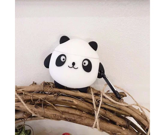Силиконовый футляр Panda для наушников AirPods Черно - белый