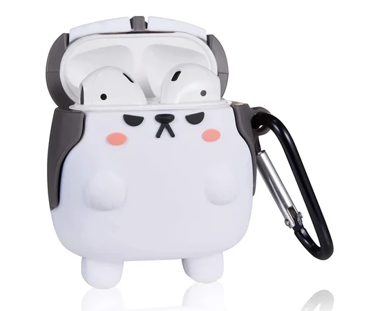 Силиконовый футляр Dogs для наушников AirPods Хаски / Серый