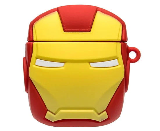 Силиконовый футляр Marvel & DC series для наушников AirPods + карабин Iron Man / Красный