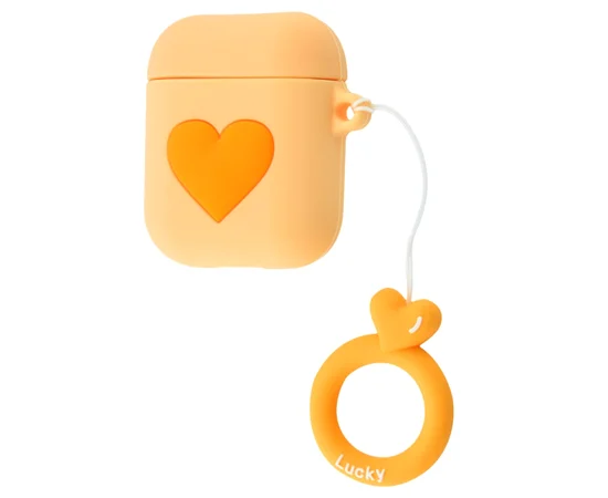 Силиконовый футляр Lucky Heart series для наушников AirPods Оранжевый
