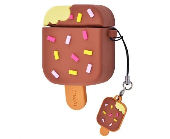 Силиконовый футляр Ice Cream series для наушников AirPods Мороженое на палочке / Коричневый
