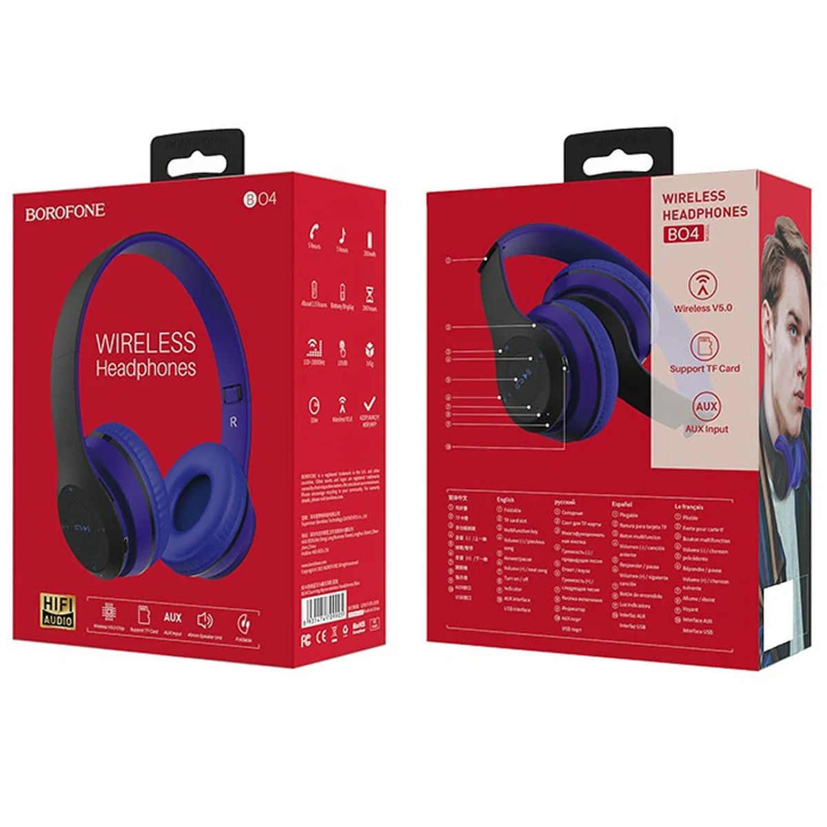 Bluetooth навушники BOROFONE BO4 Синій