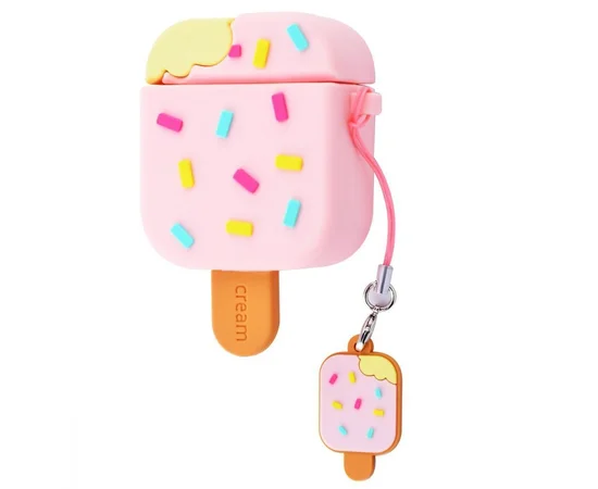 Силиконовый футляр Ice Cream series для наушников AirPods Мороженое на палочке / Розовый