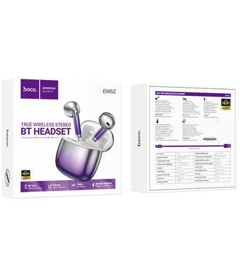 Беспроводные TWS наушники Hoco EW62 Glitter Purple glaze