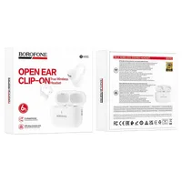 Беспроводные TWS наушники Borofone BW95 Cancion clip-on White