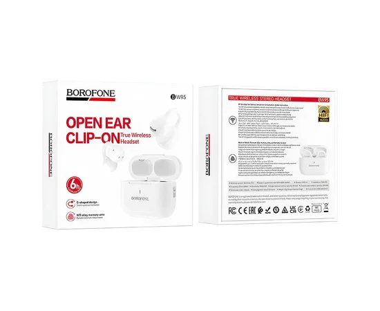Бездротові навушники TWS Borofone BW95 Cancion clip-on White