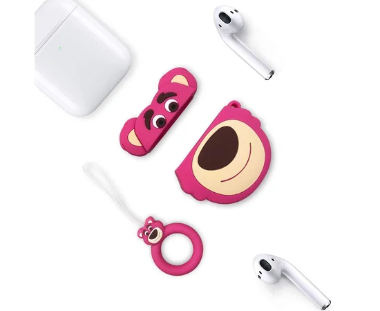Силиконовый футляр Disney series для наушников AirPods + кольцо Лотсо / Розовый