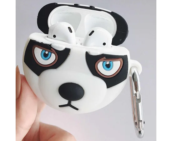 Силиконовый футляр Husky для наушников AirPods + карабин Черный