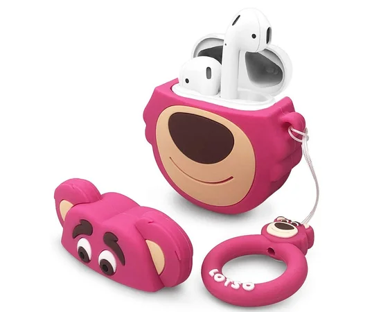 Силиконовый футляр Disney series для наушников AirPods + кольцо Лотсо / Розовый