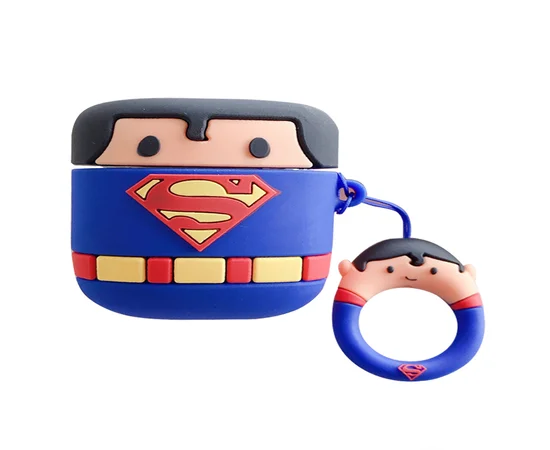 Силиконовый футляр Marvel & DC series для наушников AirPods Pro + кольцо Супермен/Синий