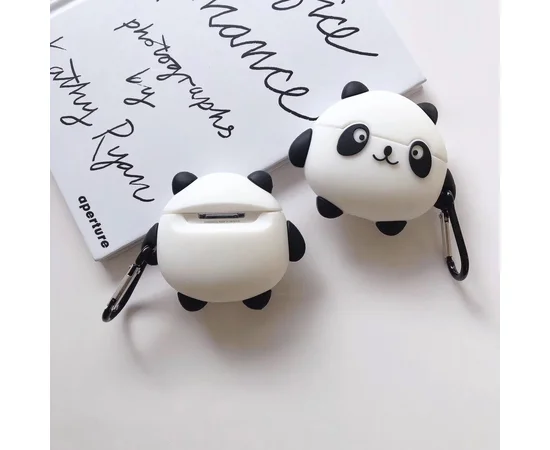 Силиконовый футляр Panda для наушников AirPods Черно - белый