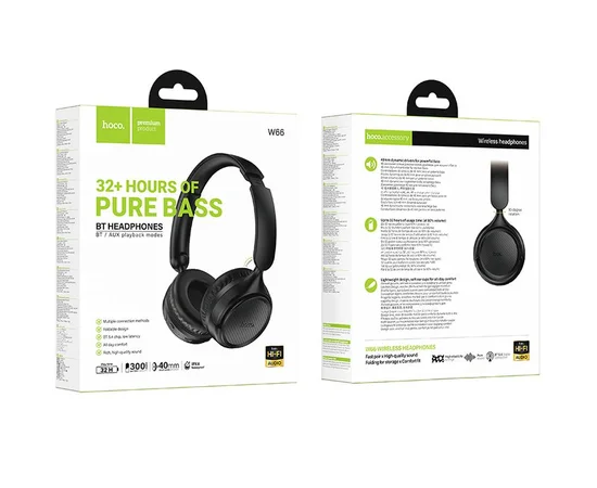 Накладные беспроводные наушники Hoco W66 Wave Black