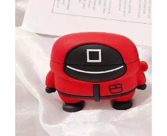 Силиконовый футляр Squid Game для наушников AirPods Pro Красный / Квадрат Управляющий