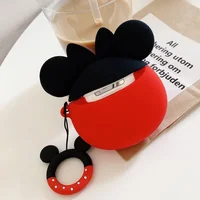 Силиконовый футляр Disney series with Sparckles & Water для наушников AirPods 1/2 + кольцо Минни Маус/Красный
