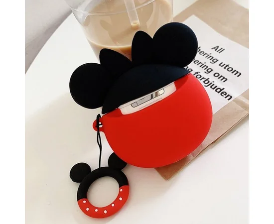Силиконовый футляр Disney series with Sparckles & Water для наушников AirPods 1/2 + кольцо Минни Маус/Красный