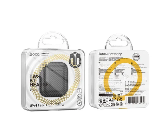 Беспроводные TWS наушники Hoco EW41 Plus (carbon fiber pattern version) Black