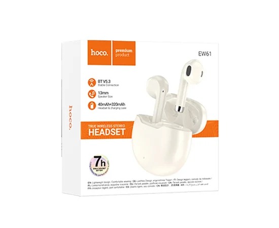 Беспроводные TWS наушники Hoco EW61 June Milky White