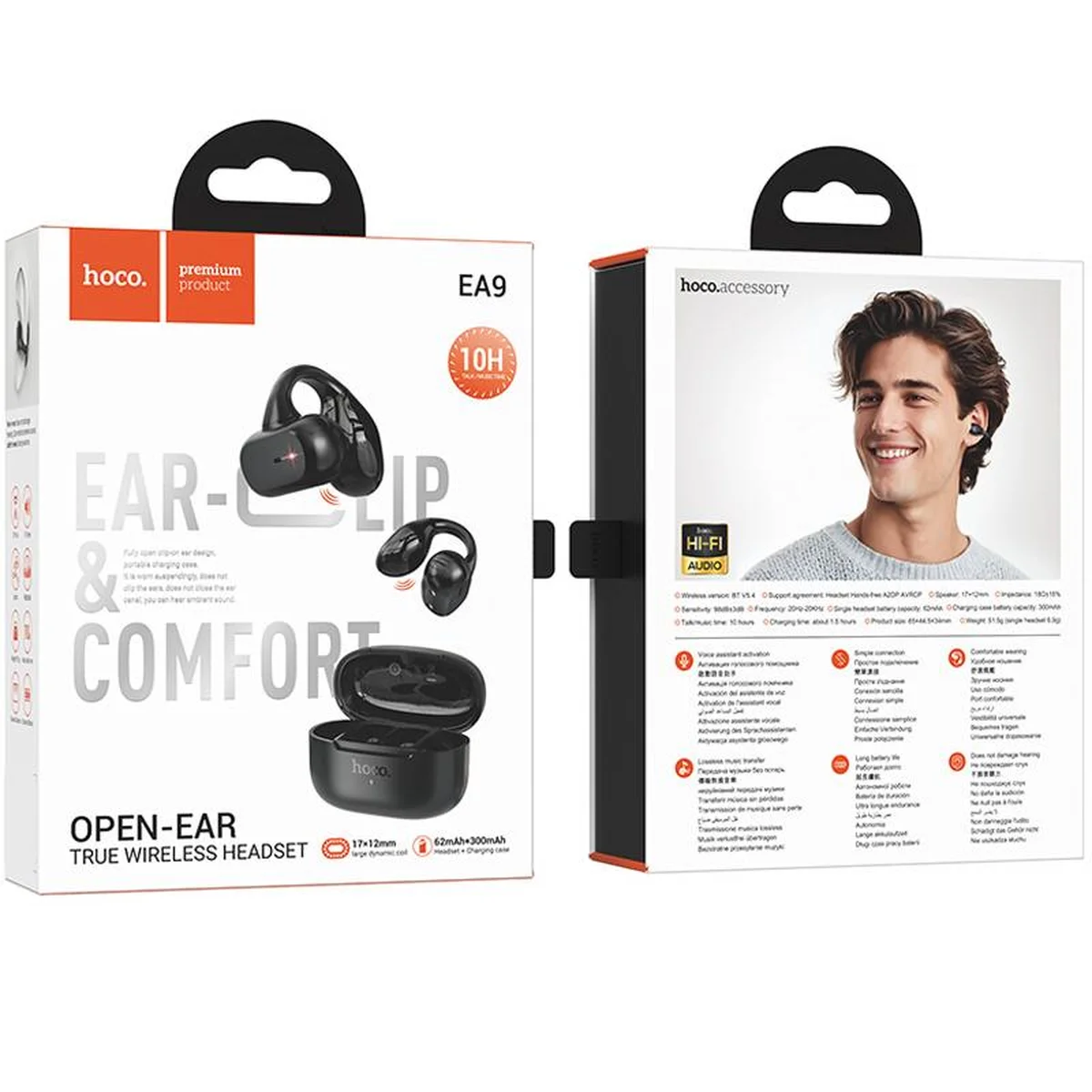 Беспроводные TWS наушники Hoco EA9 Clear sound clip-on Black