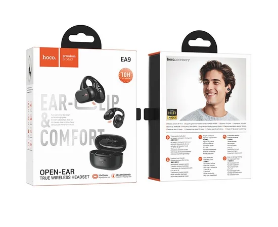Беспроводные TWS наушники Hoco EA9 Clear sound clip-on Black