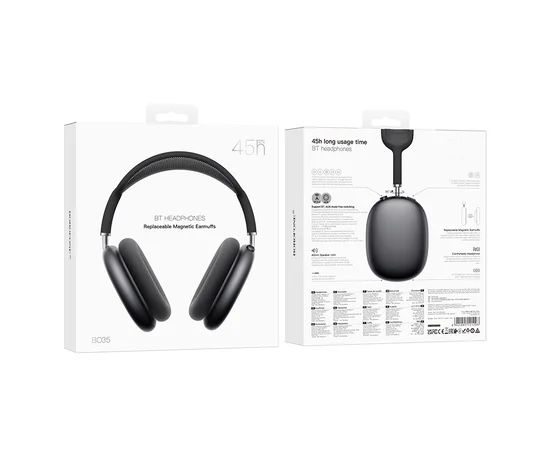 Накладные беспроводные наушники BOROFONE BO35 Plus Adorable ANC Deep space gray