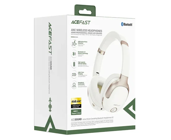 Накладные беспроводные наушники Acefast H2 Milky White