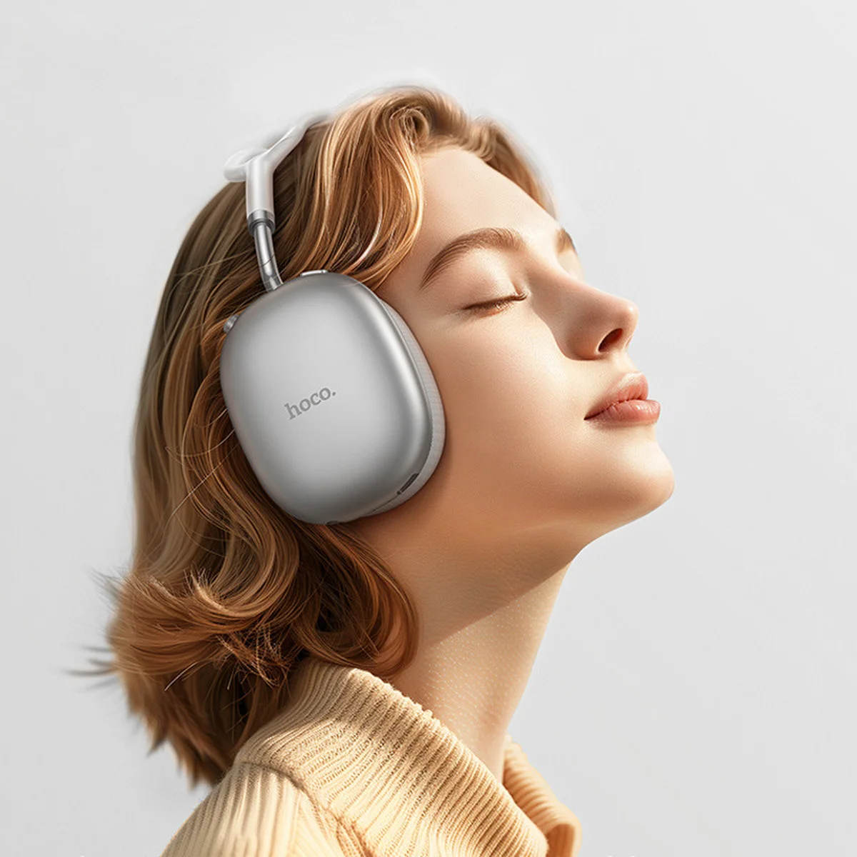 Накладные беспроводные наушники Hoco W55 Plus Happiness ANC noise reduction Silver