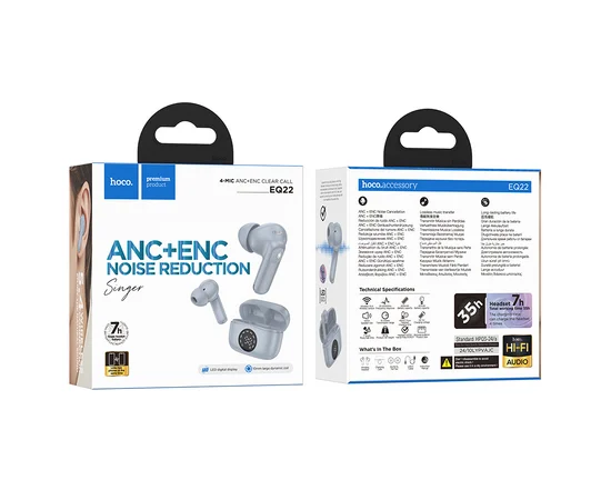 Бездротові навушники TWS Hoco EQ22 Singer ANC+ENC Blue star