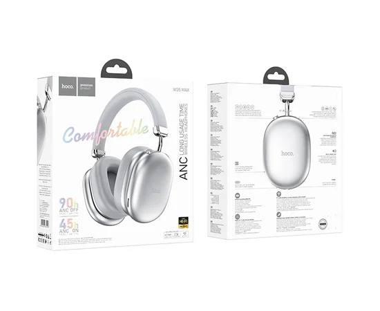 Накладні бездротові навушники Hoco W35 Max Auspicious ANC Silver