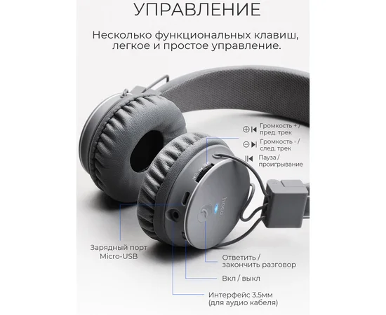 Bluetooth наушники HOCO W19 Серый