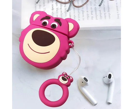 Силиконовый футляр Disney series для наушников AirPods + кольцо Лотсо / Розовый