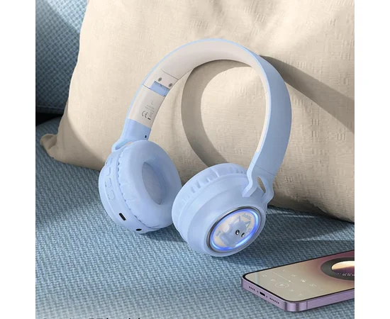 Накладні бездротові навушники Hoco W50 Cute fun Blue