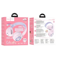 Накладные беспроводные наушники Hoco W50 Cute fun Pink