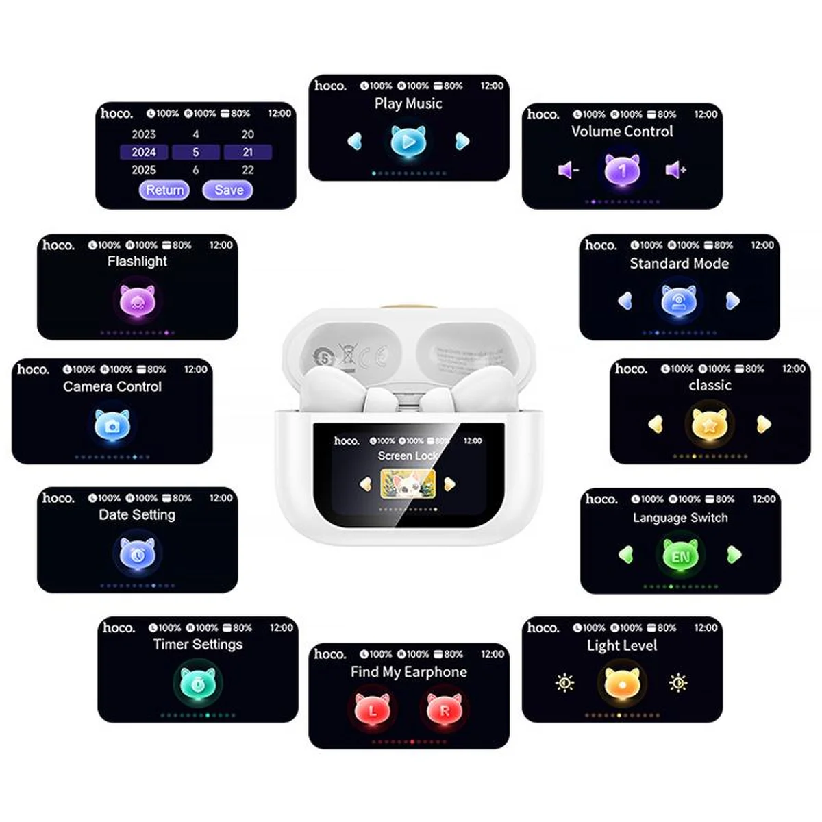 Беспроводные TWS наушники Hoco EW88 Rampino with Touch Screen ANC White