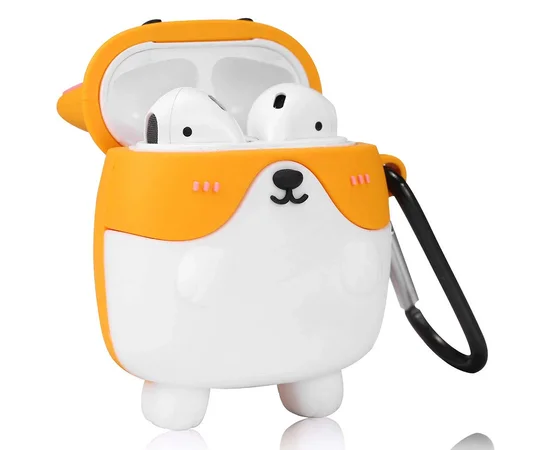 Силиконовый футляр Dogs для наушников AirPods Корги / Рыжий