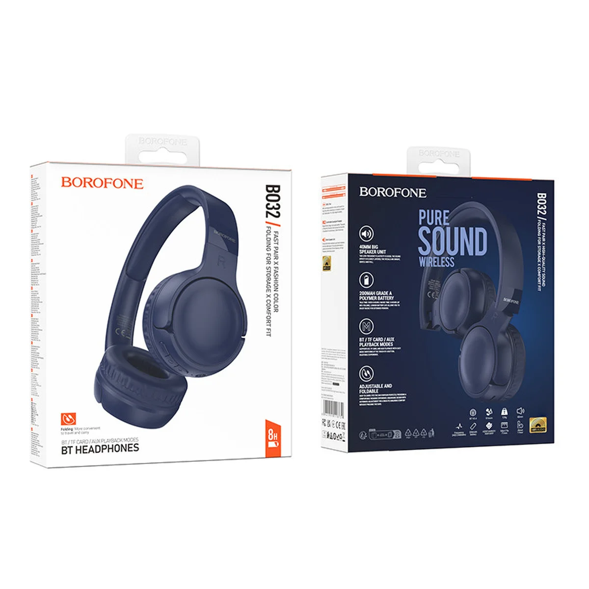 Накладные беспроводные наушники BOROFONE BO32 Show Blue