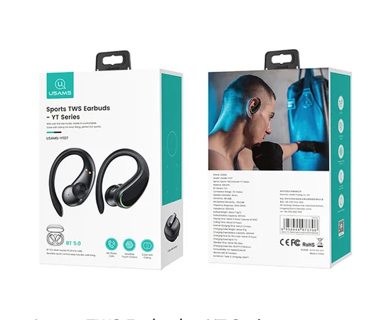 Беспроводные TWS наушники USAMS-YT07 Sports BT5.0 Черный