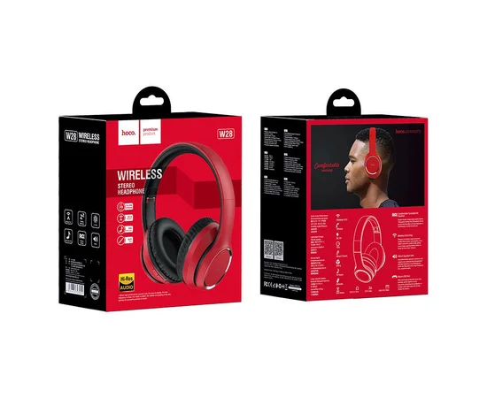 Bluetooth навушники Hoco W28 Червоний