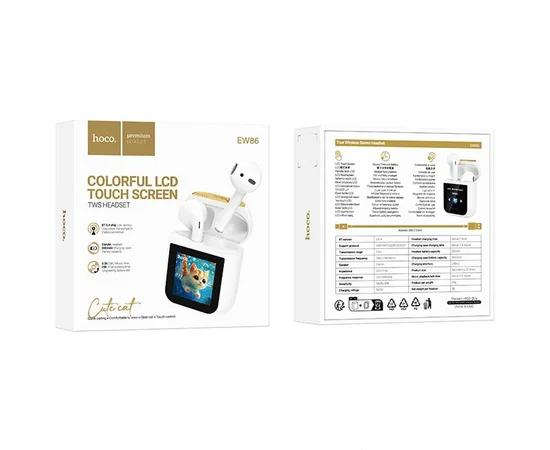 Беспроводные TWS наушники Hoco EW86 Cat White