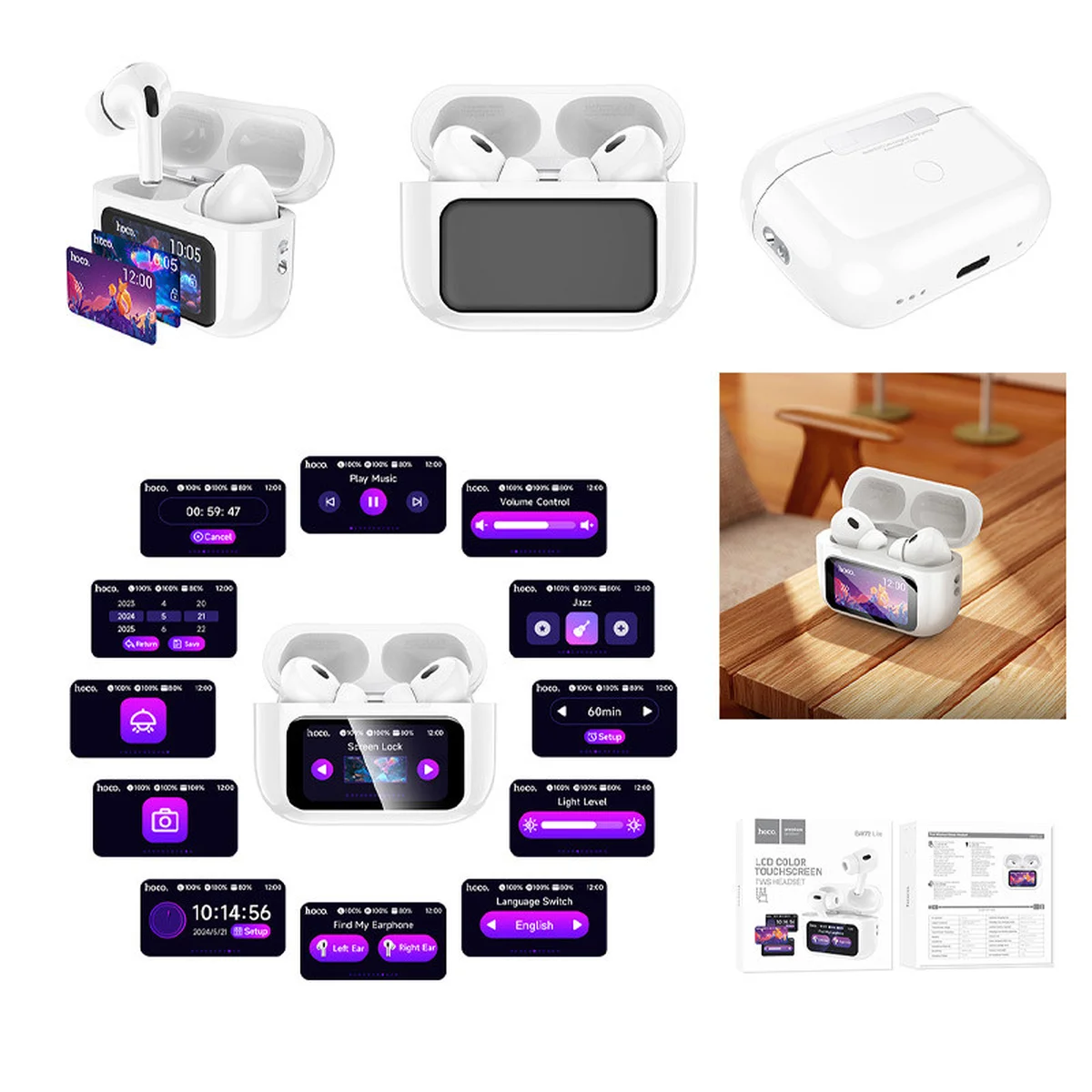 Беспроводные TWS наушники Hoco EW72 Lite Soar with Touch Screen White