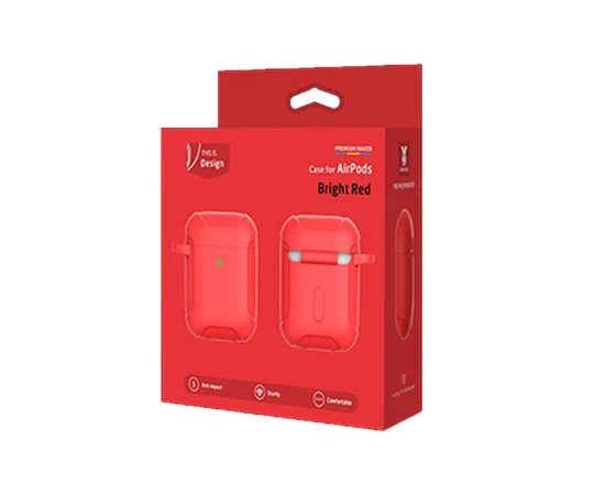 Силиконовый футляр Armor с карабином для Airpods Красный