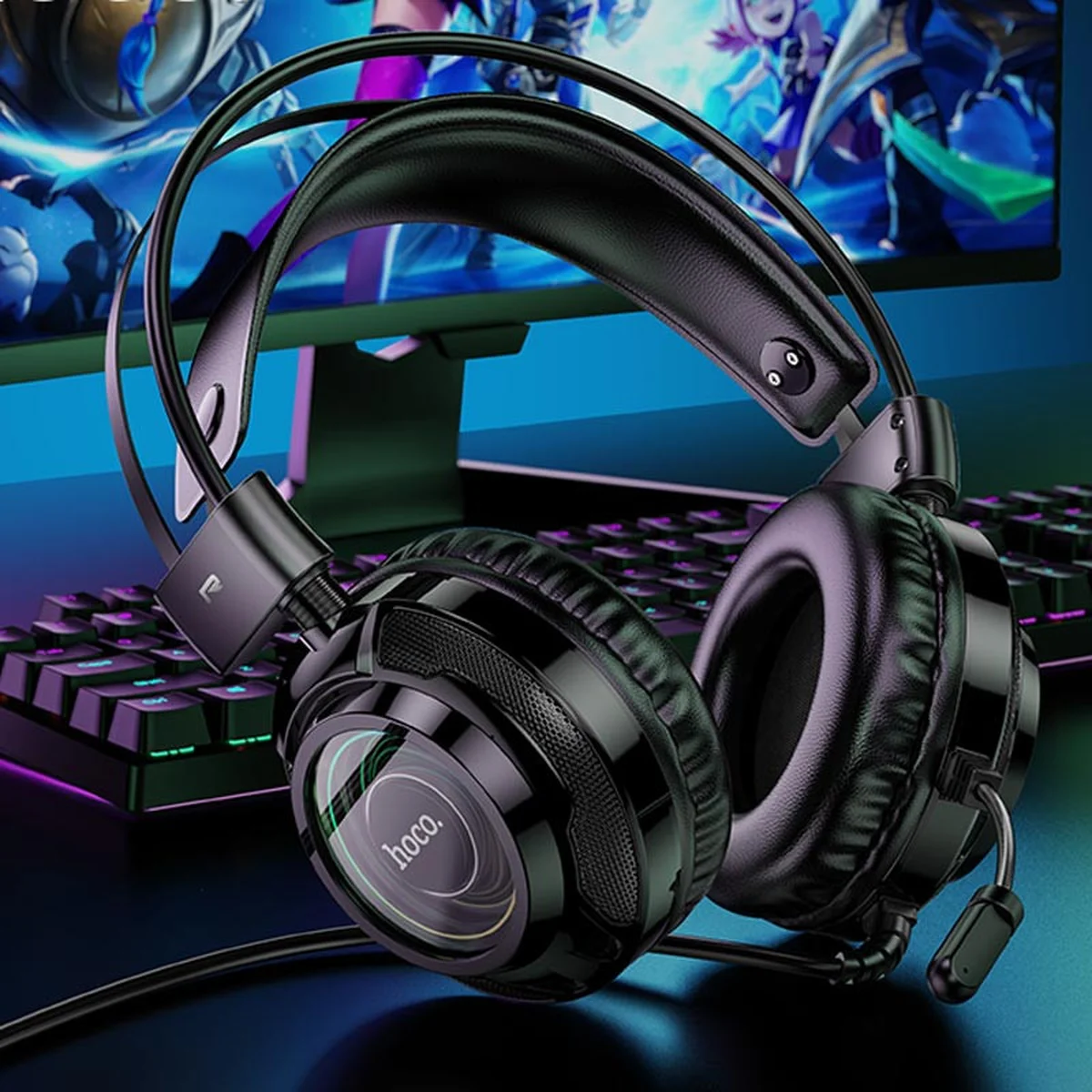 Накладные наушники Hoco W110 Resource (USB+3.5mm/2m) Black